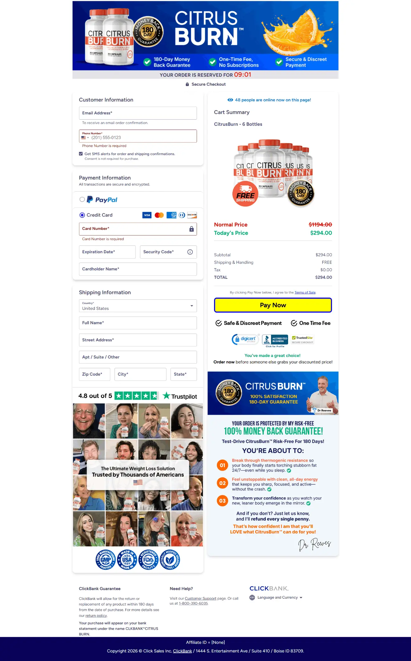 citrusburn order now page